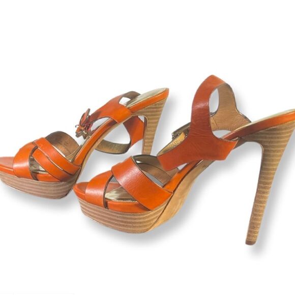 COACH - deep orange leather heels - Picture 4 of 6
